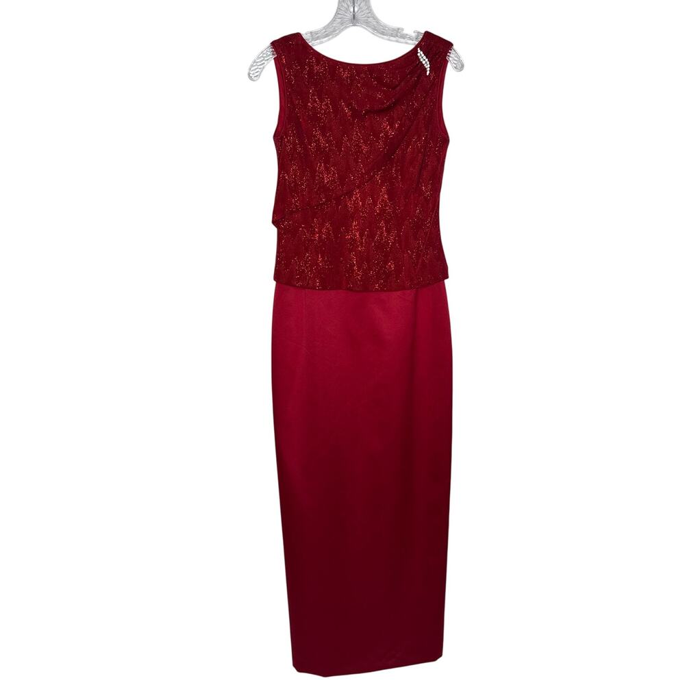 Vintage 80's-90's Patra Petite Red Sparkle Formal Evening Dress Made in USA 8 p